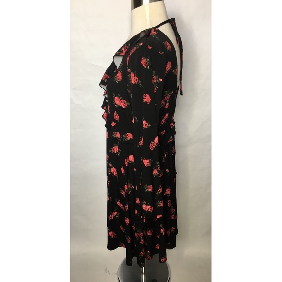 Torrid Black Floral Jersey Knit Skater Dress - Picture 3 of 7